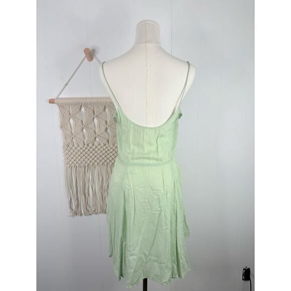 Free People Flutter Away Stripe Ruffle Mini Dress Size Small Green - Picture 7 of 9